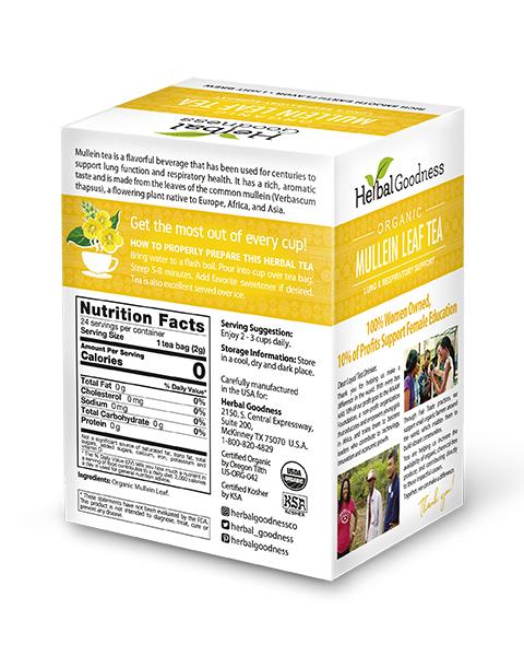 Mullein Leaf Tea - 24/2g - Respiratory & Heart Support - Herbal Goodness Tea & Infusions Herbal Goodness Buy Case Qty (6) - 10% Off 